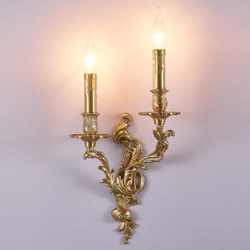 Rustic Brass Wall Sconce French Wall Light Fixture Retro Farmhous...