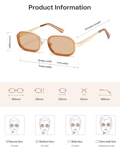 Image of SOJOS Trendy Rectangle Polarized Sunglasses for Women Men,Retro Square Shades Chic Sun Glasses SJ1291