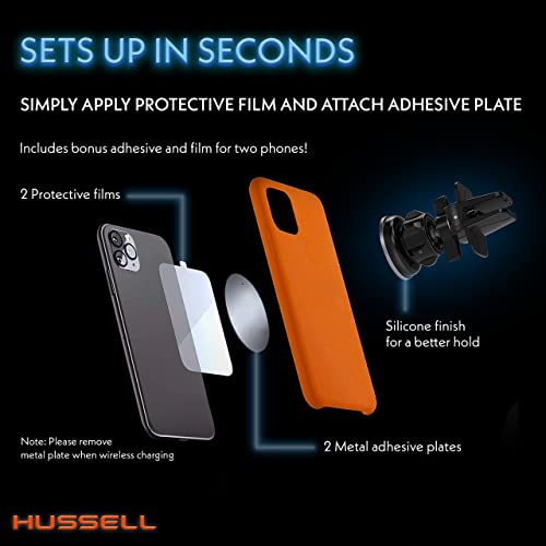 Hussell Mongoora Air Vent Car Phone Mount Holder - Magnetic Cell Phone Car Mount Universal For Any Smartphone, Iphone, Android - Rotating Car Phone Holder - Stocking Stuffers, White Elephant Gift #TOP3