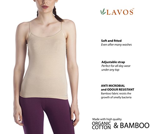 Image of Lavos Women's Camisoles, Sleeveless Long Tank Top, Anti-Microbial Bamboo Cotton Camisole Slip, Adjustable Straps Spaghetti Tops, Comfortable Inner Slips for Women