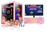 Computador Infantil Completo Intel I5 Memoria Ram 16GB SSD 240GB Kit Gamer Rosa