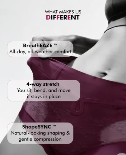 Image of PINQ POLKA Tummy Tucker High Waist Shaper Brief Panty Women, Underneath Belly Fat Control Shapewear All Weather, Breathable Lace