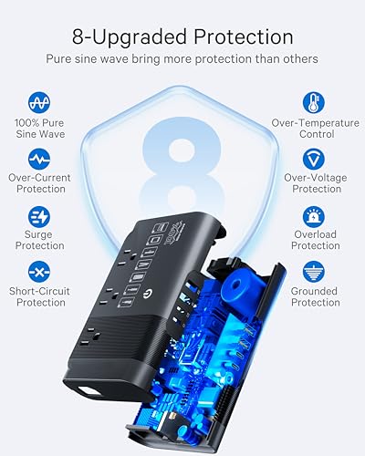 Doace 220V To 110V Voltage Converter For European Travel: Max 500W Pure Sine Wave Voltage Converter Us To Europe thumb #5