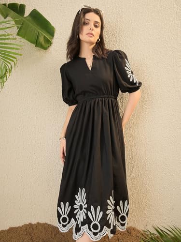 Image of JULEE Women's Rayon Embroidered Dress Butta Dress-BAC