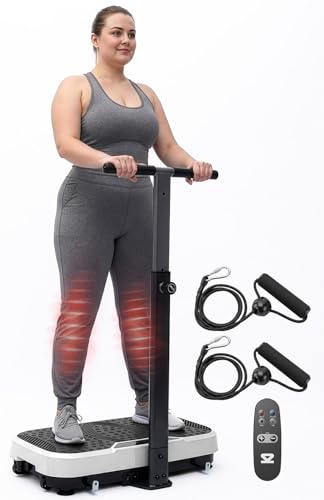 SQUATZ Vibration Plate Exercise Machine with Handlebar Vibration Plate with Handles 1-99 Speed Levels 10 Preset Programs Low-Impact Home Fitness Platform with Remote Portable Design Gray