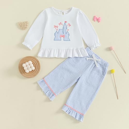 Little Toddler Baby Girl Clothes Fall Winter Ruffle Long Sleeve Tops Striped Pants Set Cute Birthday Outfit3