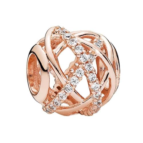 Image of Sterling Silver Galaxy Charm Openwork Charm with Clear CZ for Pandora and European Style Bracelets and Necklaces (Rose Gold)