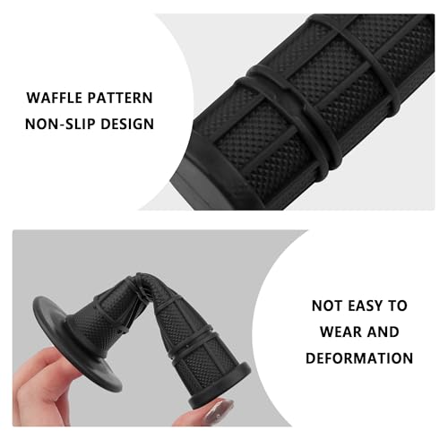 2PCS Motorcycle Grips,Anti-Slip Rubber Dirt Bike Grips with 7/8" Left & 1" Right Compatible with CRF KXF,Universal Motorcycle/Bike Handlebar Grips for Women & Men (Black)