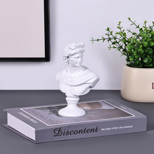 Estatua busto de Apolo clásica 6 pulgadas blanca miniatura 4