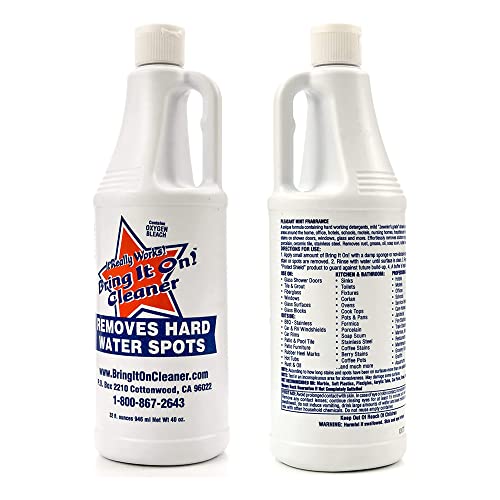 Bring It On Cleaner Hard Water Stain Remover, Shower Door Cleaner, Clean Tile And Grout, Windows, Fiberglass, Tubs, Chrome (2 Pack) #TOP1