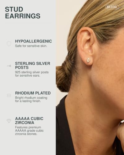 Image of PAVOI 14K Gold Plated 925 Sterling Silver Post Brilliant Round Faux Diamond Halo Earrings - Premium Cubic Zirconia