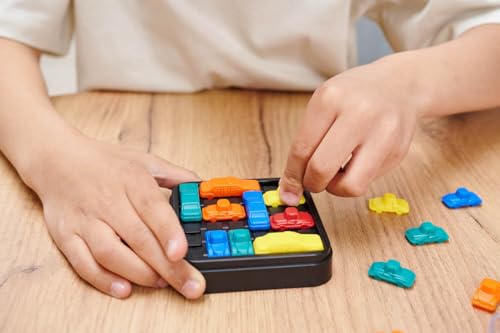 Noris 606134745 - IQ Traffic Spiel (Logikspiel ab 6 Jahre) - kniffliges Stauspiel für 1 Person im kompakten Format, Autospiel mit 160 Aufgaben für Kinder und Erwachsene