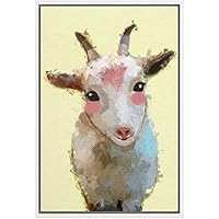 SIGNWIN Framed Canvas Wall Art Cute Nursery Baby Sheep in Yellow Color Animals Wildlife Oil Painting Modern Art Contemporary Portrait Fun Pastel for Living Room, Bedroom, Office - 16
