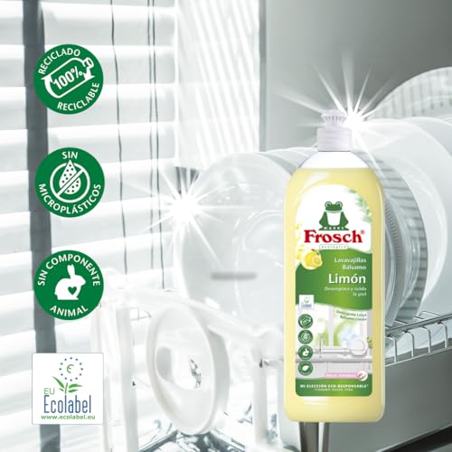 Frosch - Handspüler Flüssigkeit, Bio-Balsam Zitrone, entfettet und schützt die Haut, dermatologisch getestet - Packung mit 10 Stück x 750 ml