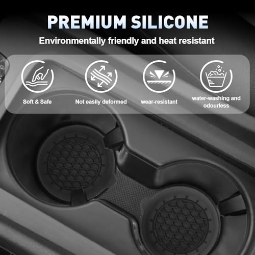 Car Cup Coasters, 2025 Upgraded Silicone Car Cup Holder, Drink Holder Protector for Fixing Water Cups and Drinks, Car Insert Accessories for Women and Men (2, Black)