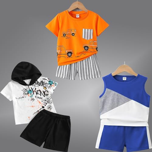 Image of Lofn Cotton Clothing Sets for Baby Boys & Baby Girls - Unisex Clothing sets Half sleeve T-Shirt & Shorts Pack of 3