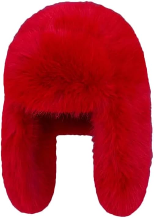 Winter Snow Hat Women Outdoor Furry Hats Thick Windproof Ear Flaps Warm Caps Ski Vacation Hats,Black-One Size