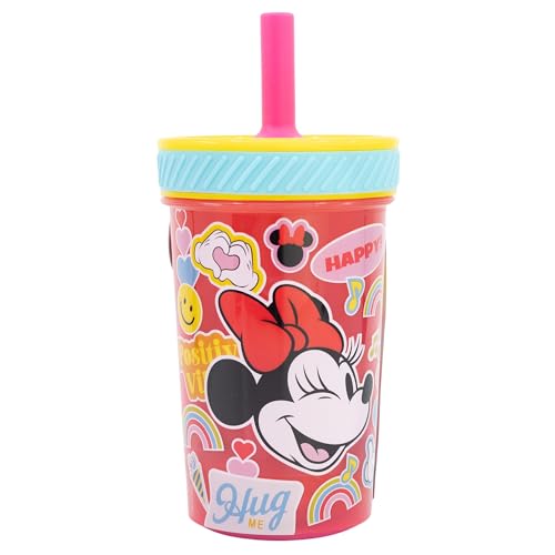Stor VASO PP ANTIVUELCO CON PAJITA DE SILICONA 370 ML MINNIE MOUSE FLOWER POWER