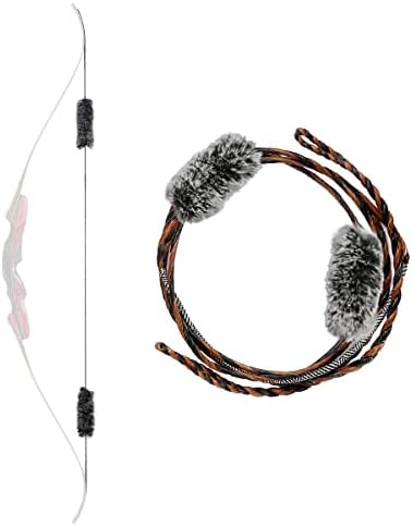 TACHYON ARCHERY Handmade Flemish D97 Bowstring Equipped with 1 Pair Rabbit Fur Bow String Silencer Premium Quality 16 Strand Bow Strings for Traditional and Recurve Bow (Multiple Sizes)