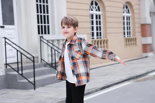 Image of Betusline Boy and Men Button Down Plaid Shirt