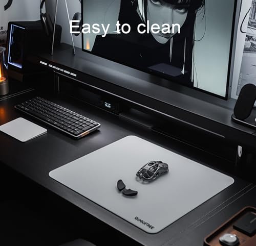 Image of Tempered Glass Gaming Mouse Pad, Professional Esport Hard Mouse Mat Ultra-Smooth Micro-Etched Surface for Top Speed and Control, Non-Slip Mousepad, Dirt & Scratch Resistant (White, 15.75 inchx19.69 inch)