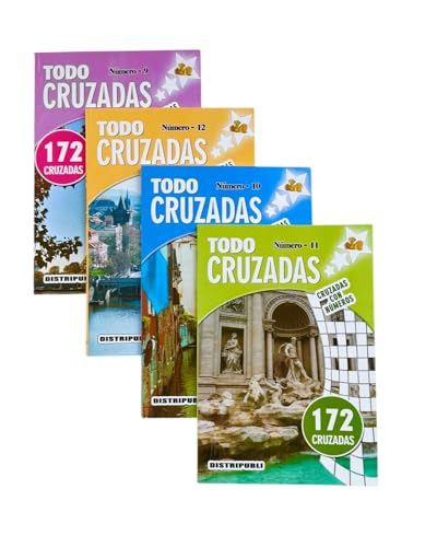 Cruzadas Pack De 4 Libros, 688 Cruzadas con Números, Pasatiempos En Español