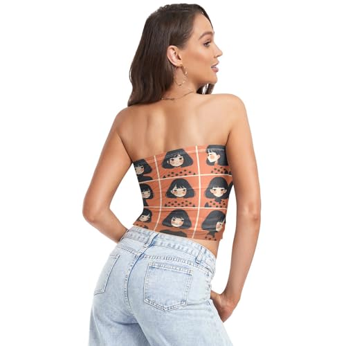 Asian Girls Faces Orange Sexy Crop Tops for Women Soft See Through Crop Top Boob Tube Top for Lady Surgery2