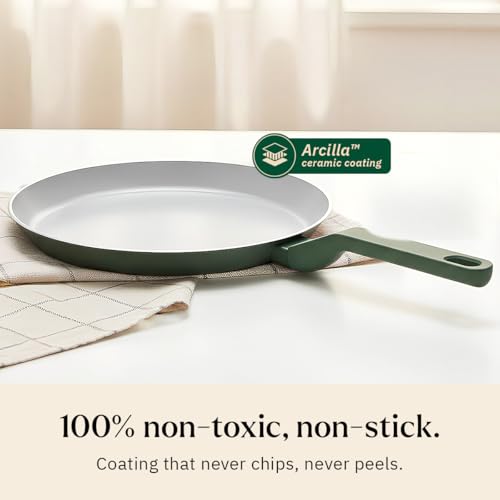 Image of Ember Cookware Arcilla Ceramic Non Stick Tawa 28cm | Non Toxic Roti & Chapati Pan | ISI Certified | Ceramic Cooking Tawa | PFAS & PTFE Free | 5-Year Warranty | Green