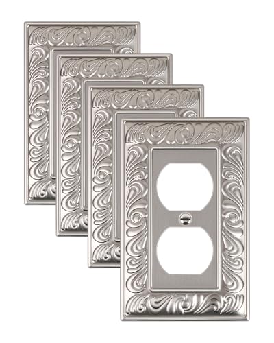 4-Pack Paisley Pattern Duplex Outlet Cover Plate Metal Switch Plates