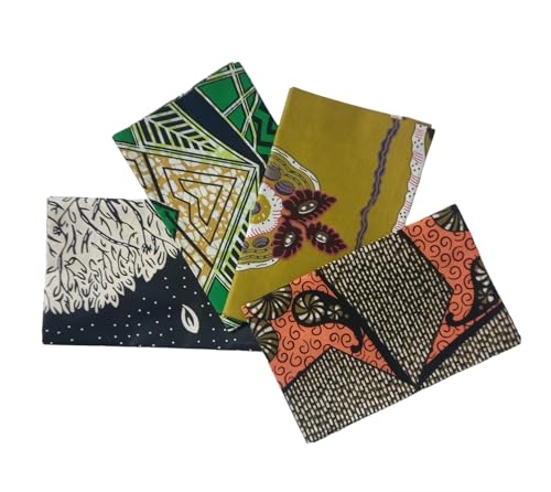 maynowax 4 Coupon Tissu Pagne Wax Africain 100% coton original soit 90 x 60 cm pour couture Fabrication