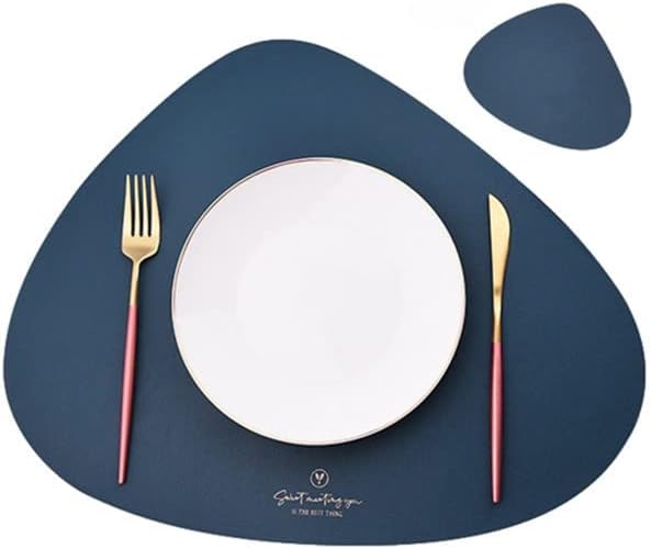 Triangle Placemat and Coaster Set Oval Shaped Tableware Mats Pad Cafe Pad Food Mat Kitchen Accessories Home Decor식탁매트(Red,1set)