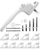 eSynic Universal UPVC Window Handles 10Pack with 5 Multi-Size Spindles & Cuttable Screws 360° Rotation Lockable PVC Window Handle with Key White Aluminum Ergonomic Espag Replacement Handle