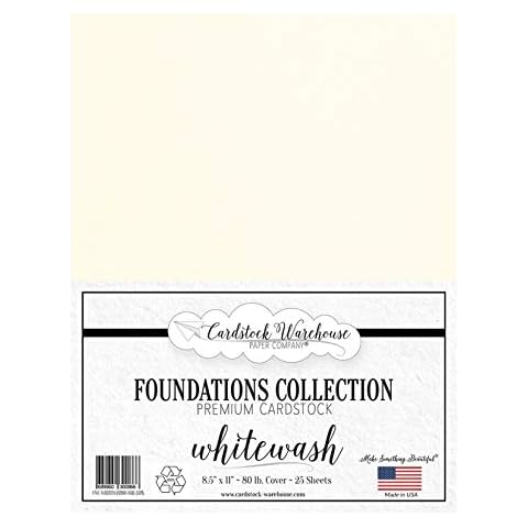Cardstock Warehouse Foundations Whitewash - 8.5 x 11" - 80 Lb. / 215 Gsm 100% Recycled 100% Recycled Premium Cardstock Paper - 25 Sheets Cover