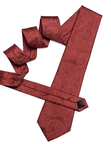 Image of Barry.Wang Men Ties Paisley Woven Silk Necktie Set with Pocket Suqare Cufflinks Formal