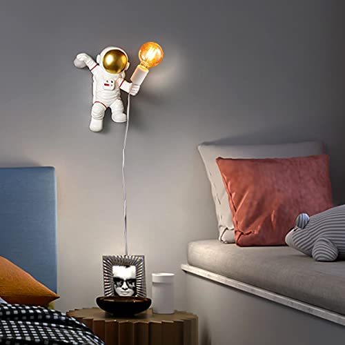 ACMHNC Applique Da Parete Per Bambini Con Interruttore E Spina, Moderna Astronauta Lampada Da Parete Per Cameretta Con Cavo 1,5 M,Deco E27 Illuminazione Da Parete Interni Per Ragazza E Ragazzo,Bianca - Image 3