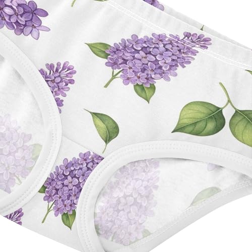 Cotton Girls Underwear Toddlers Lilac Purple Flowers White Panties Little Girl Fun Underpants Briefs 2t4