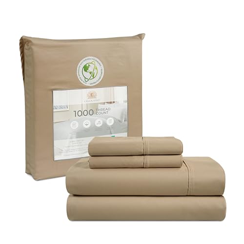 Ensemble Draps Lit 1000 Fils Reine Coton Égyptien Poche Profonde Taupe