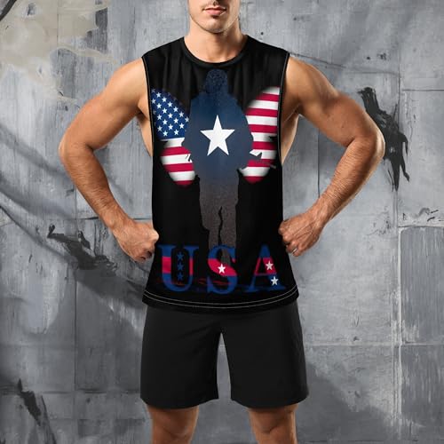 Image of Zhyaj Summer Tanks Top for Men Flag Graphic Print Sleeveless Shirts Casual Working Out Vest T-Shirts Loose-Fit Men's Tank