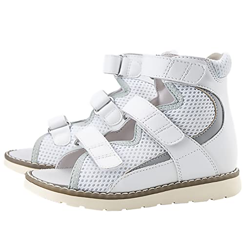 princepard Orthopedic Shoes for Toddlers and Kids, Corrective Summer High Top White Sandals for Children with Arch and Ankle Support