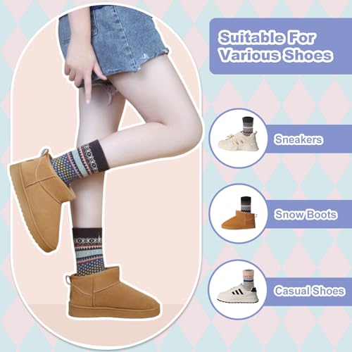 Image of ICEIVY Socks Women, Soft Knit Wool Winter Thick Warm Cabin Fuzzy Crew Women Socks 5 Pack