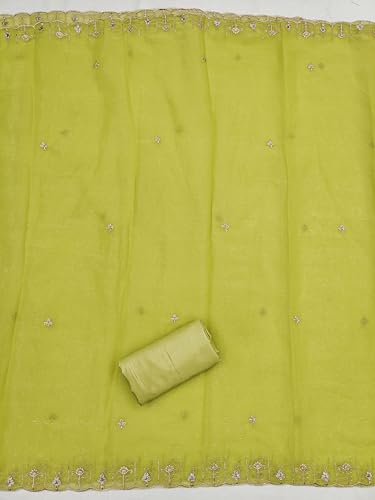 Image of Women's Shimmer Silk Embroidery Work Unstitched Dress Material