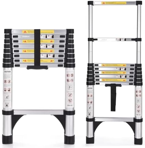JADDUO Telescoping Ladder 8.5 FT Extension Ladder Aluminum Lightweight Telescopic Ladder with 2 Triangle Stabilizers Telescoping Attic Ladder RV Ladders for Travel Collapsible Ladders for Home