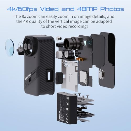 Image of Apexcam K20 Action Camera 4K EIS Sports Camera 66FT Body Waterproof Camera Underwater Mini Action Cam, Touch Screen Helmet Camcorder WiFi with 64GB Card, 8XZoom, 2X1350mAh Batteries, Mount Kits