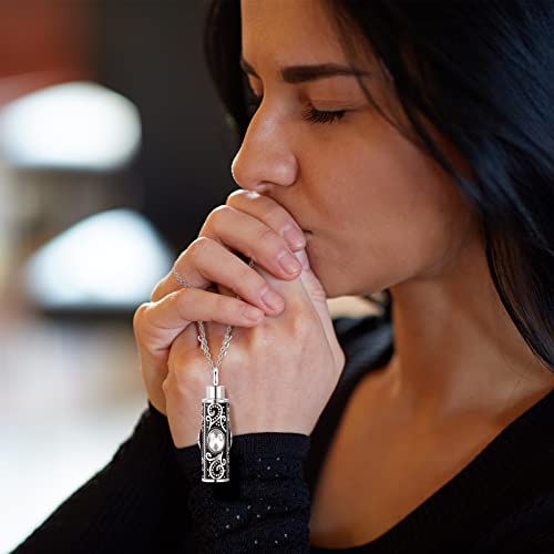 9 Pcs Heart Cross Cubic Urn Necklace For Ashes Keepsake Cremation Jewelry Stainless Steel Necklace Crystal Memorial Pendant Heart Locket Ashes Necklace For Women Men Loved Ones, 9 Styles (White) #TOP3