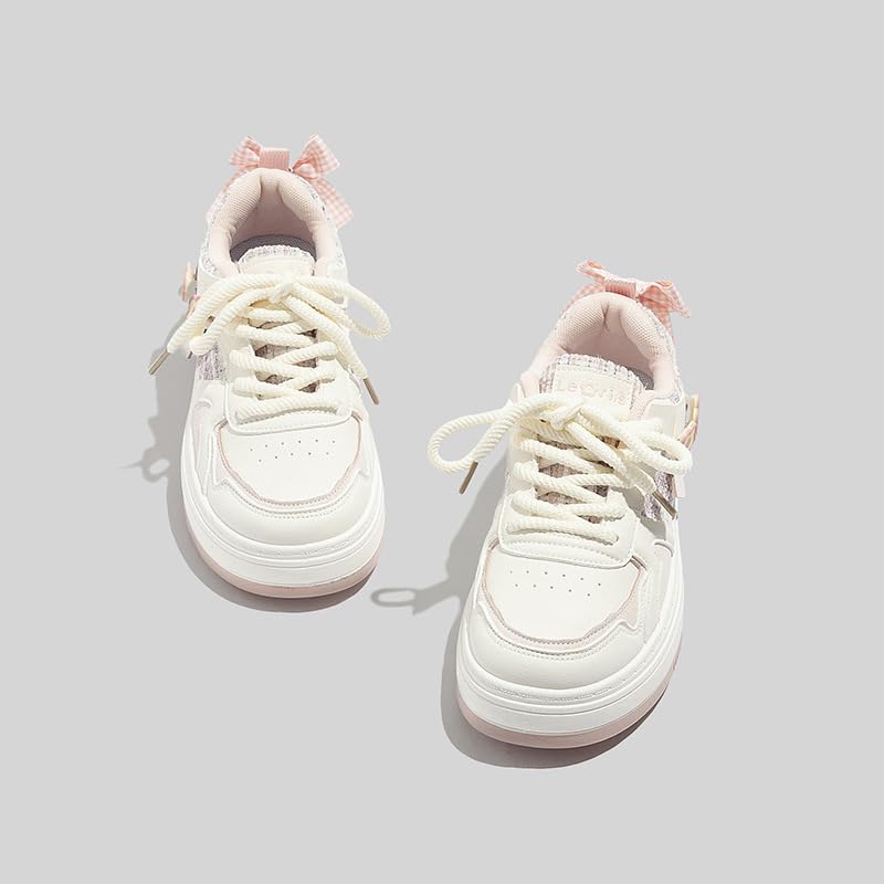 Y2K Cute Shoes Walking Sneakers for Women Chunky Pink Flower Bow Accents US 4-82