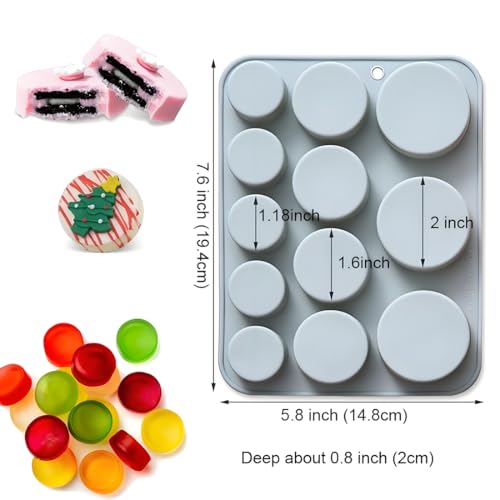 2 Pack Round Silicone Mold Set - 12-Cavity Soap & Candle Molds (3 Sizes) with Pink & Gray Kit, Non-Stick DIY Crafts Mold for Bath Bomb Wax Chocolate, Candy Making, Cake Decorations by JOMIHONEY - Image 2