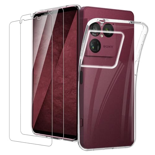 KUSINHOKA Coque pour Sony Xperia 1 VIII + [2 Pièces] Verre Trempé, [Antichoc] Transparent Silicone Étui de Protection, [Anti-Rayures] Mince Souple TPU Case...