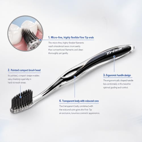 Image of Trisa Profilac Fine Tip Sensitive Toothbrush | Ultra Soft FineTip Bristles for Sensitive Teeth & Gums | Deep Interdental Cleaning | Compact Brush Head | Swiss Made | Ergonomic Handle | Assorted Colors