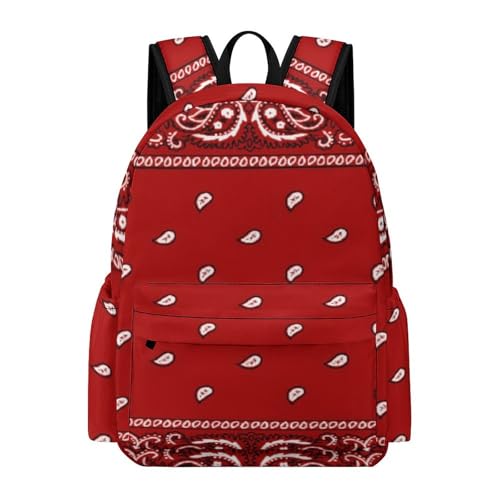 Bandana Red Classic And Stylish Large Capacity Portable Half Print Backpack