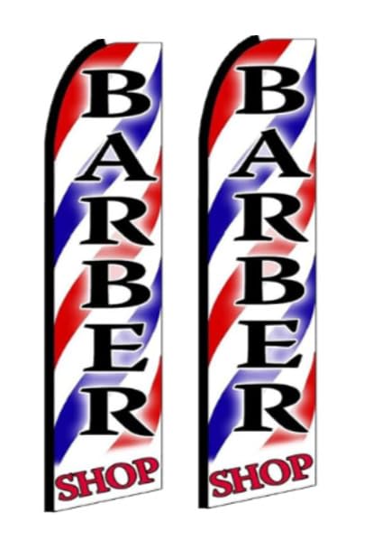 OnPoint Wares Barbershop King Flags Pack of 2 | 3 ft x 11.5 ft Heavy Duty Outdoor Advertising Signs | Weatherproof Polyester Barber Shop Flags for